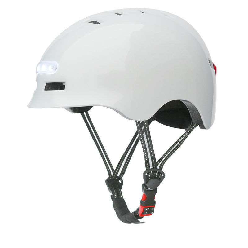 Casque avec Éclairage LED Avant et Arrière KY-Z002 Taille S, L Blanc Brillant et Noir Blanc / S
