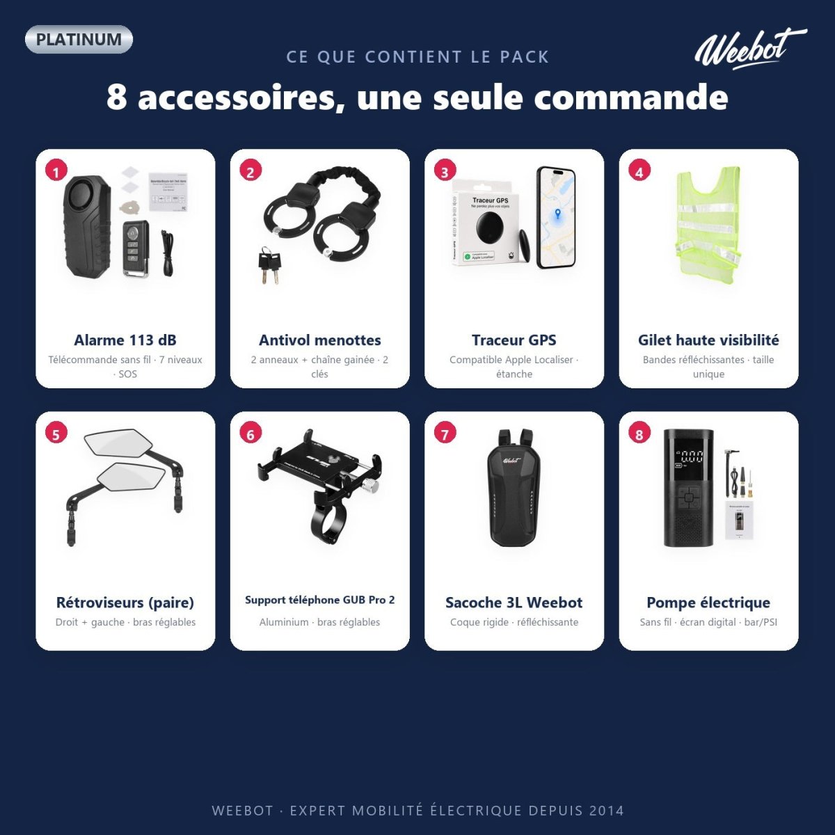 Contenu du Pack Platinum - 8 accessoires inclus