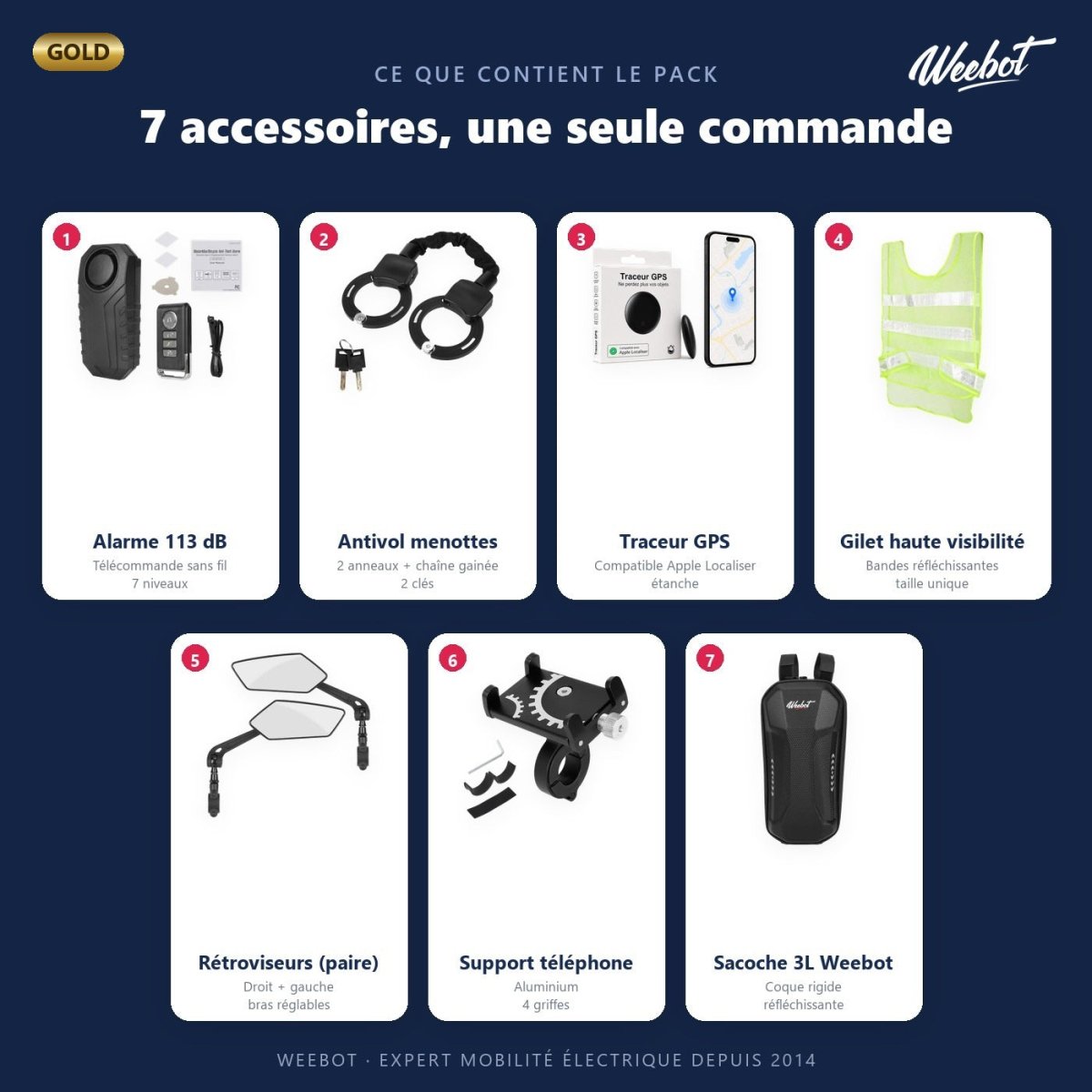 Contenu du Pack Gold - 7 accessoires inclus