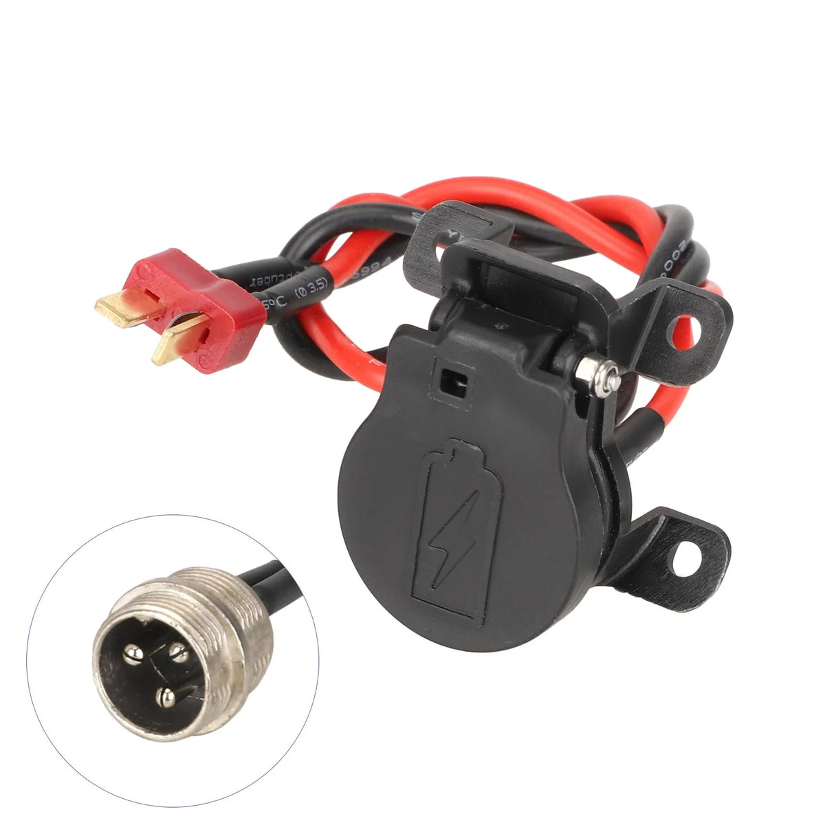 Port de charge 3 broches avec son connecteur T-Plug et cache en plastique noir