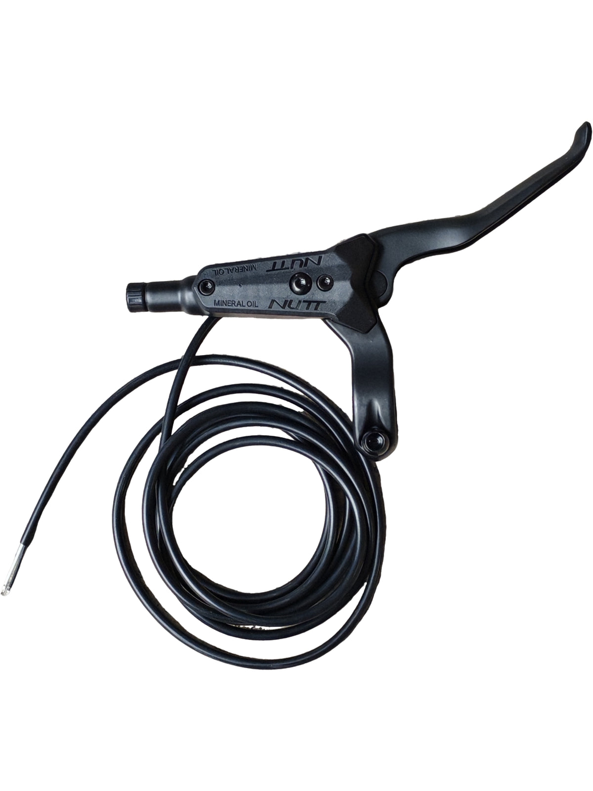 Poignée de frein hydraulique droite NUTT noire avec son câble électrique enroulé