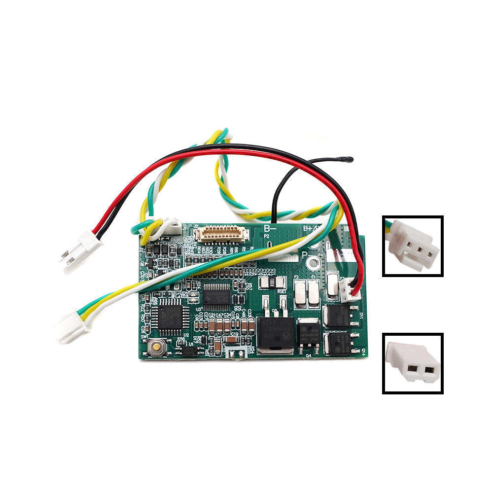 Carte BMS électronique avec câbles et connecteurs de batterie vue de face