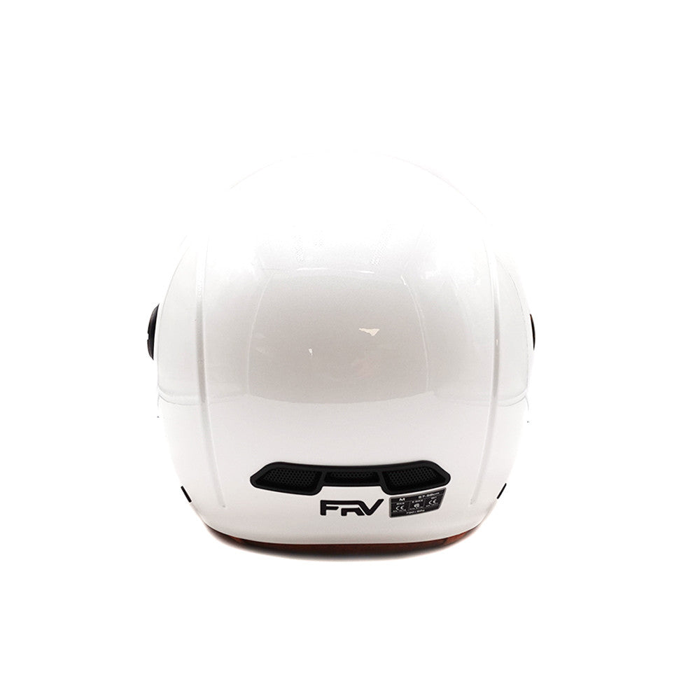 Casque jet blanc brillant vu de dos