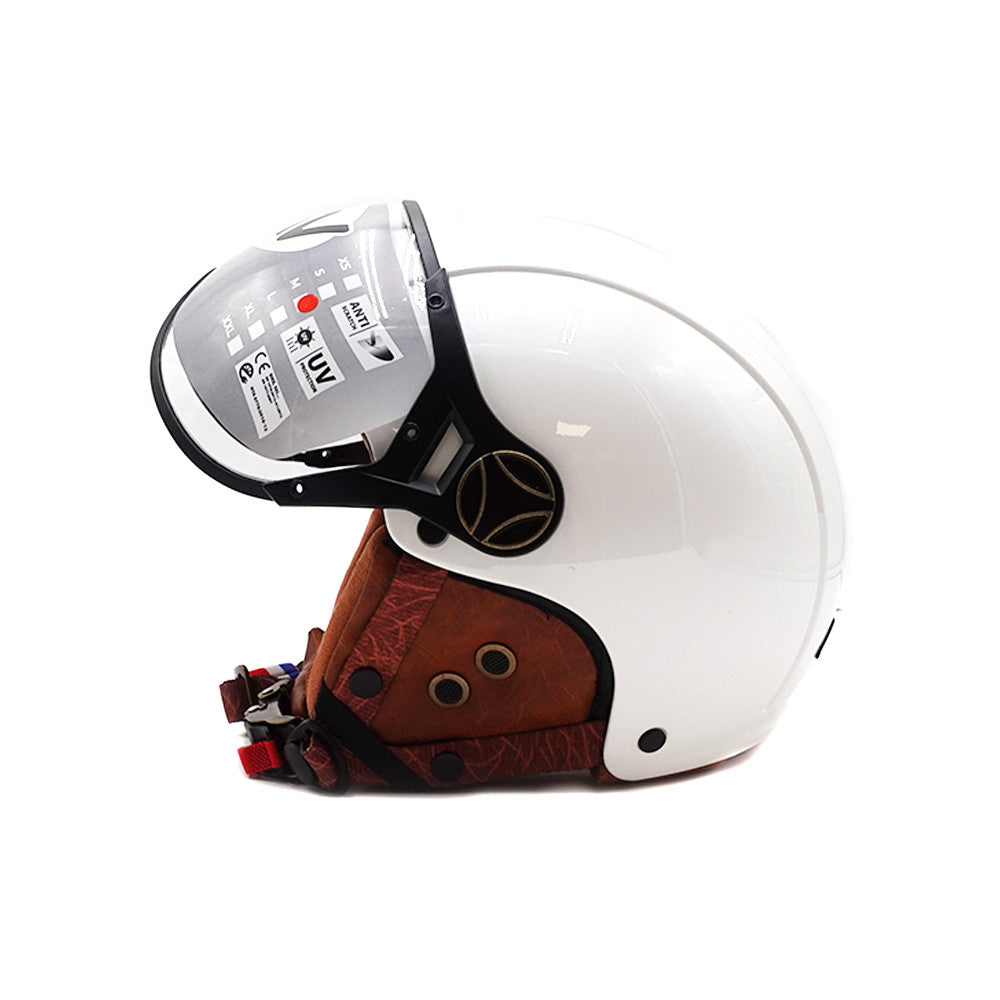 Casque Jet Blanc Brillant pour Trottinette Électrique