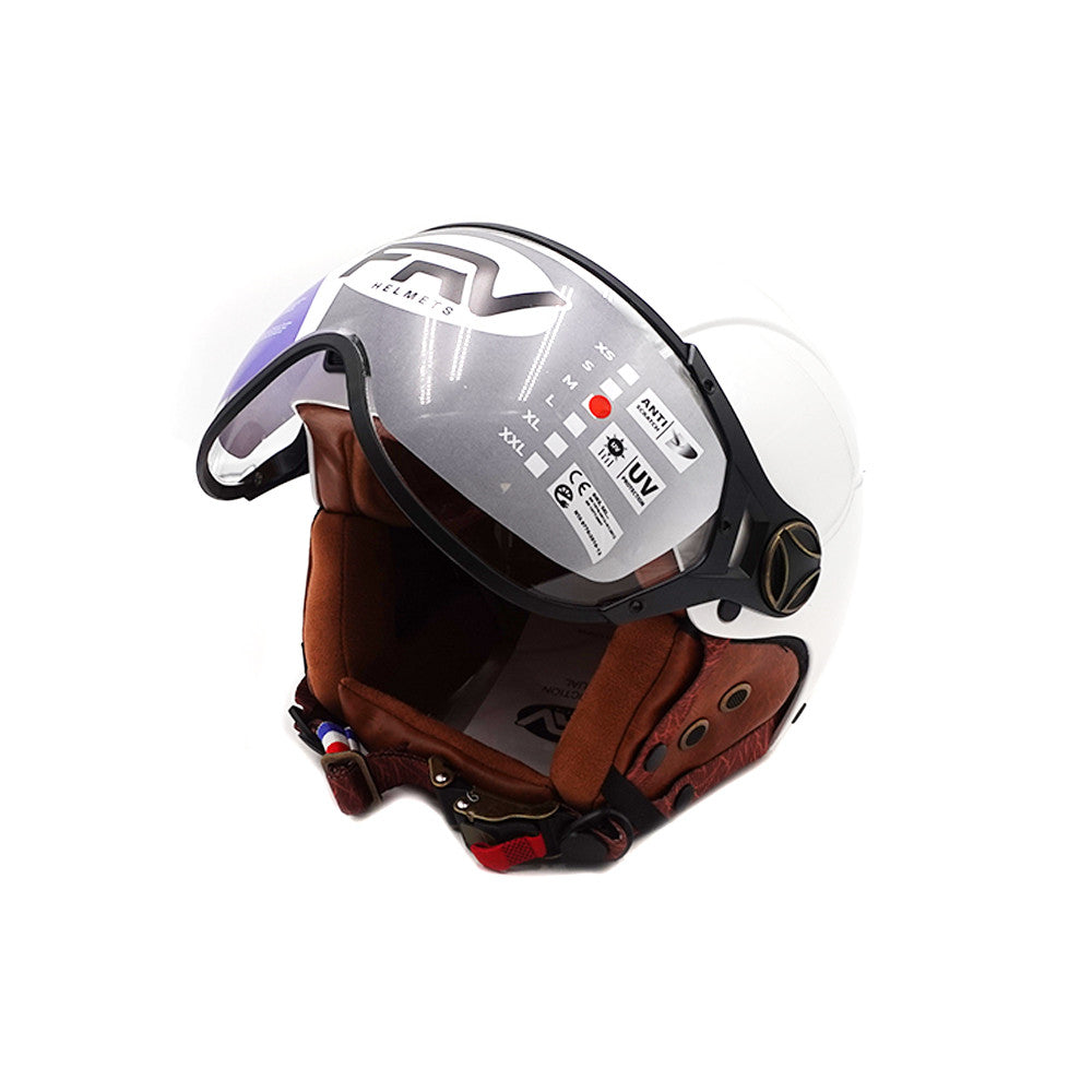 Casque Jet Blanc Brillant pour Trottinette Électrique