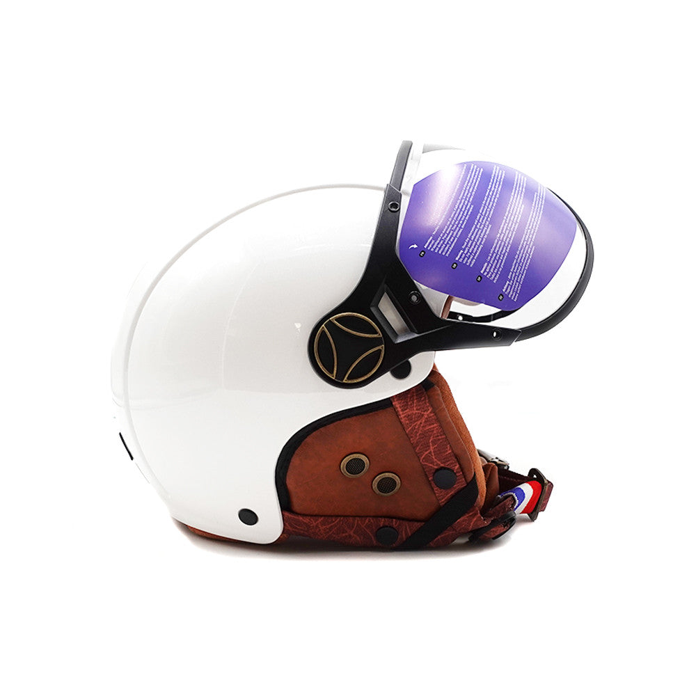 Casque Jet Blanc Brillant pour Trottinette Électrique