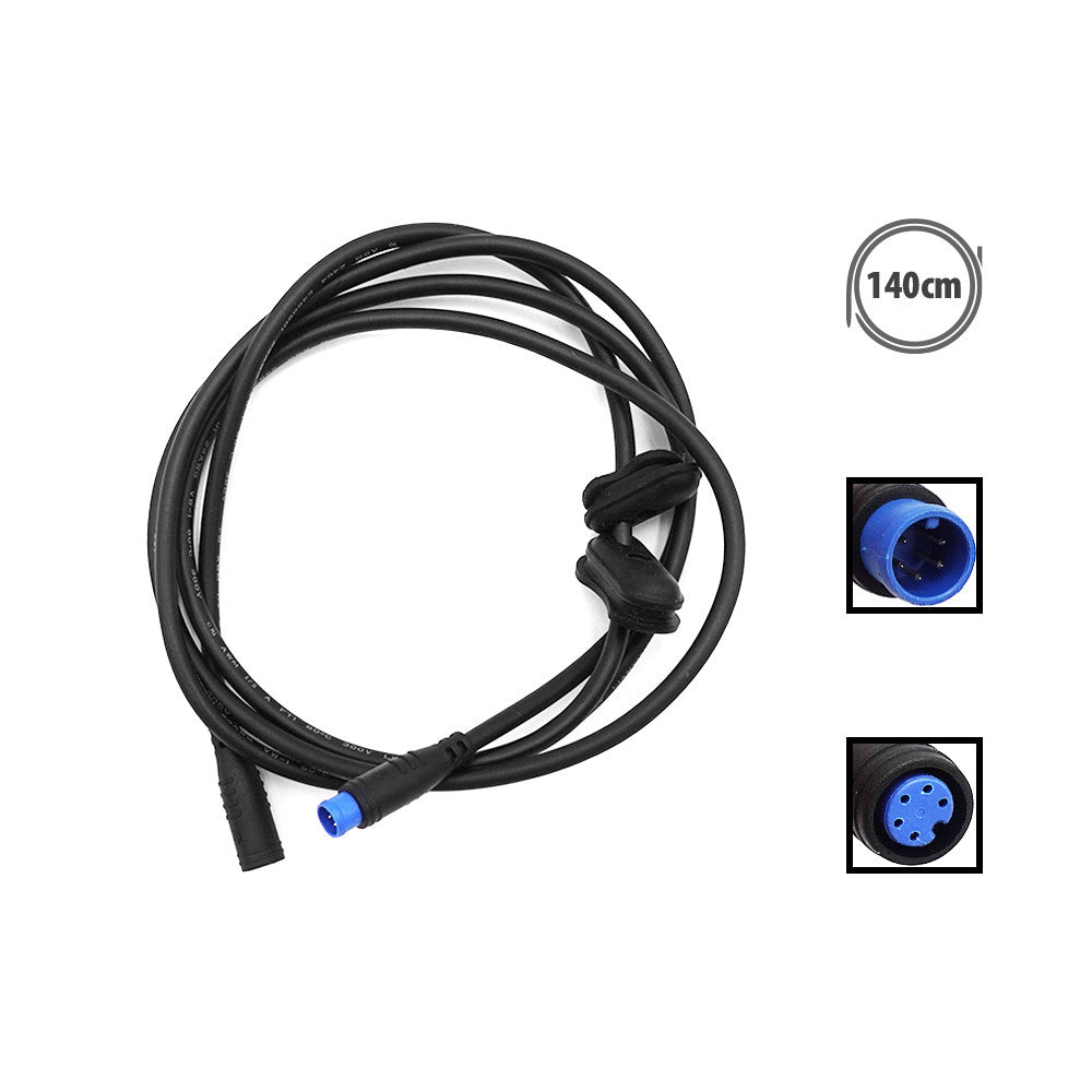 Câble data étanche noir de 140 cm avec connecteurs bleus à 5 broches
