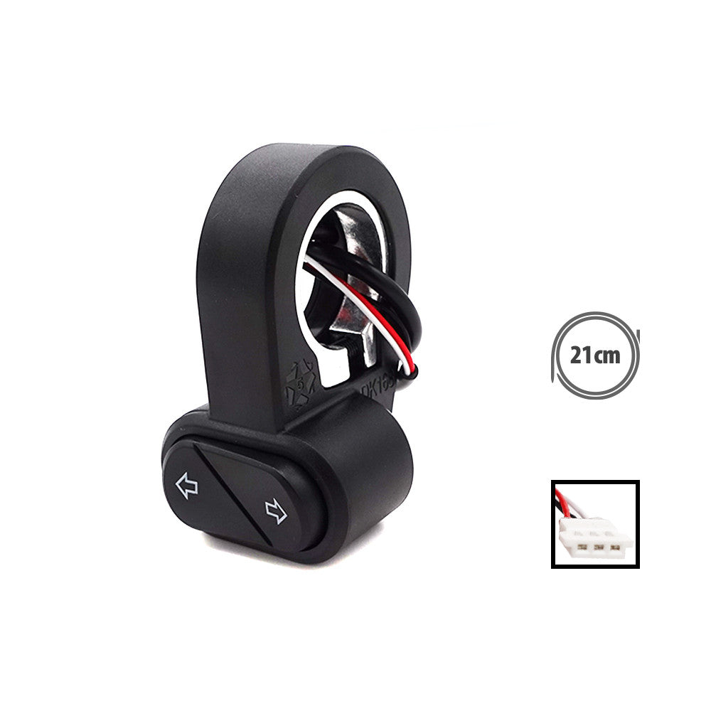 Commodo clignotant noir avec boutons fléchés gauche et droite et connecteur 3 broches