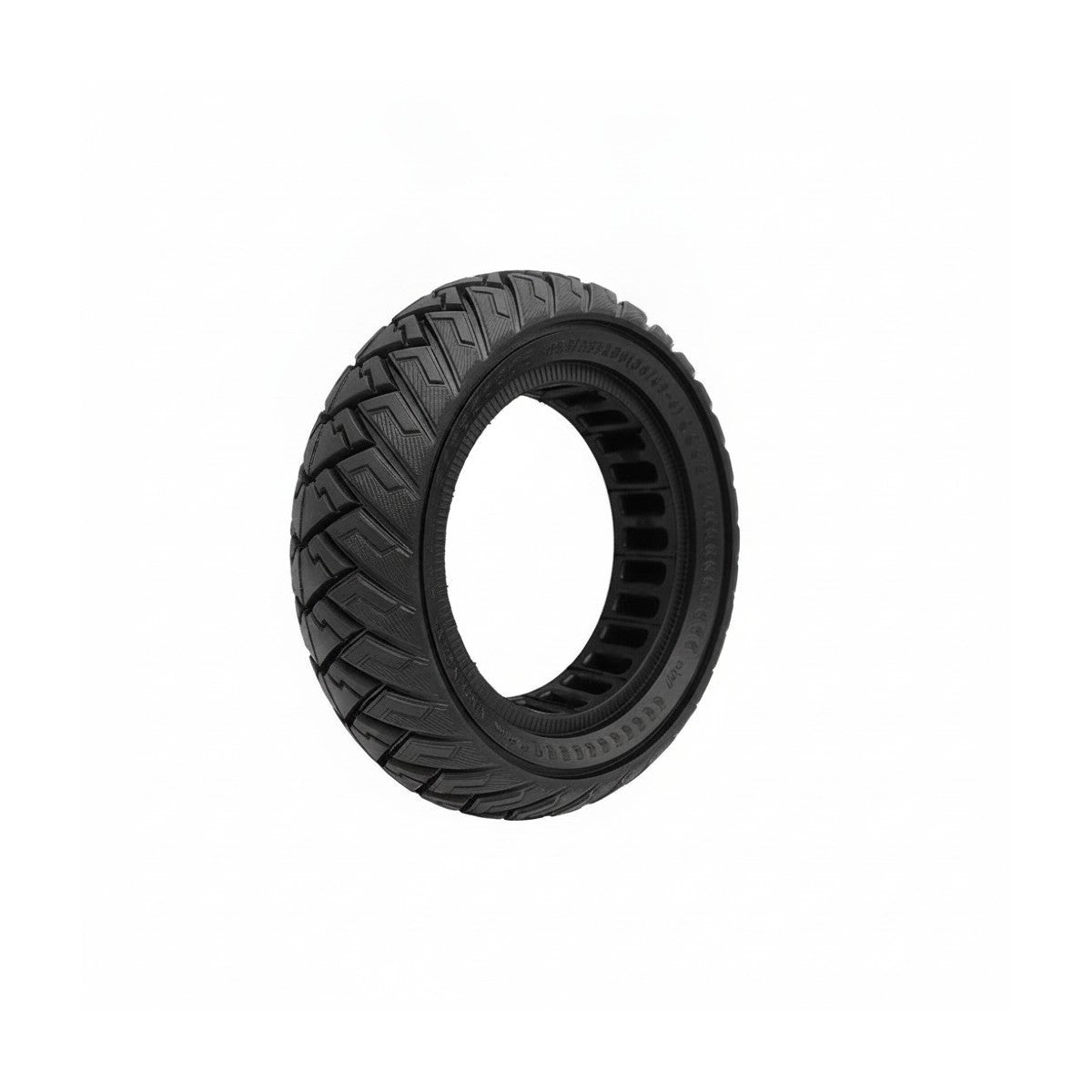 Pneu plein noir 10x3 (255x80) pour trottinette électrique vu de trois-quarts