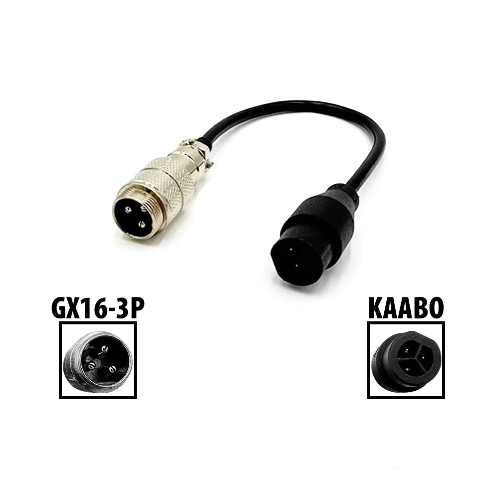 Câble adaptateur de chargeur avec embout GX16 3P métallique et connecteur Kaabo noir