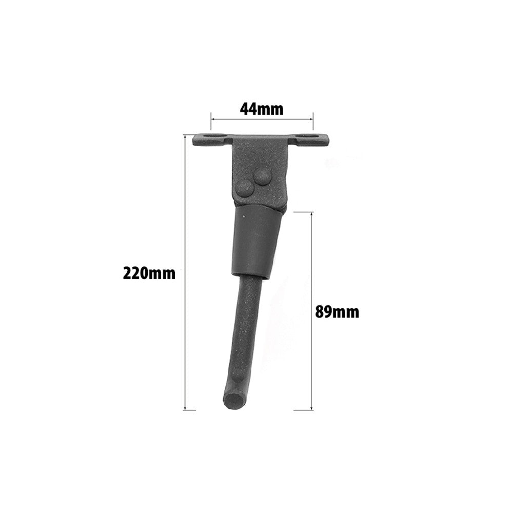 Béquille noire pour trottinette électrique avec dimensions indiquées de face