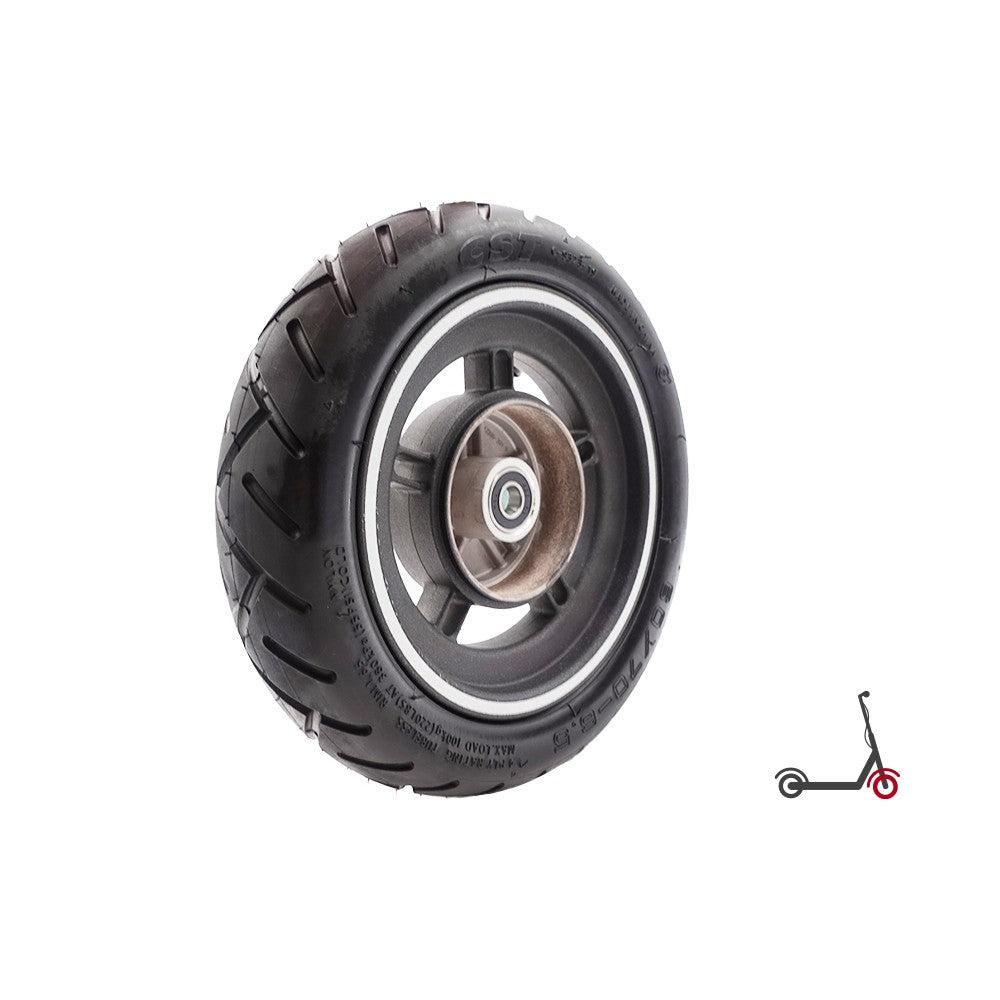 Roue avant complète avec pneu et jante pour trottinette électrique Xiaomi 5 Pro sur fond blanc
