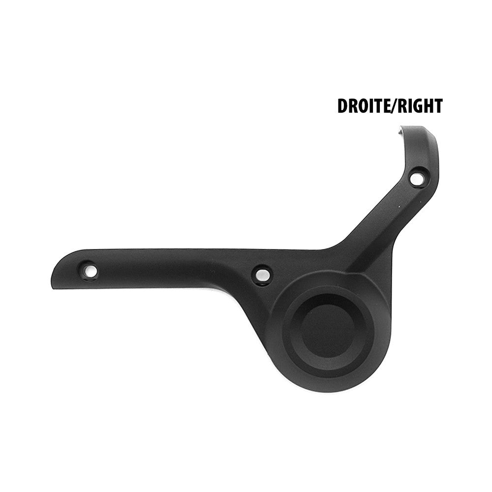 Cache de fourche droit noir en plastique sur fond blanc