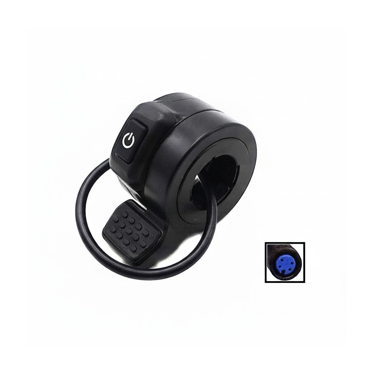 Accélérateur de pouce noir avec bouton d'alimentation et câble de 18 cm.