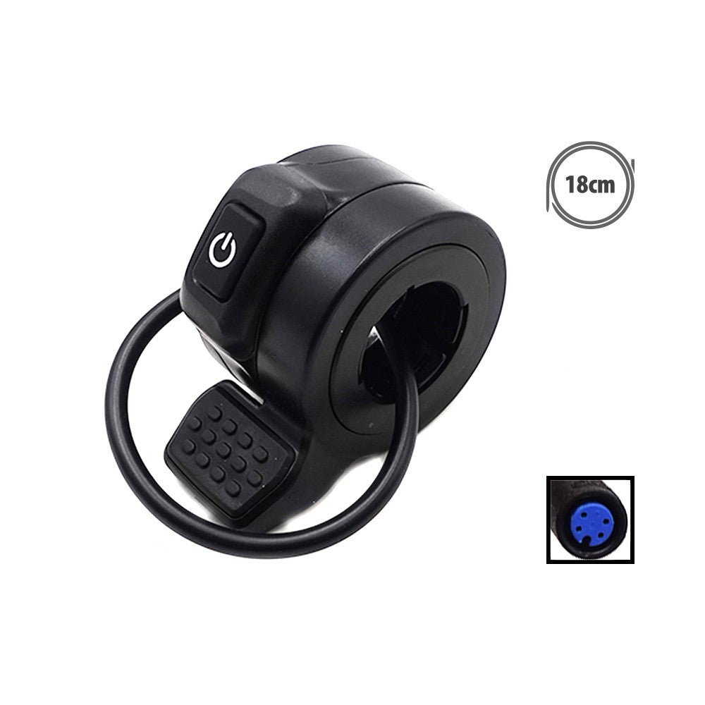 Accélérateur de pouce noir avec bouton d'alimentation et câble de 18 cm.