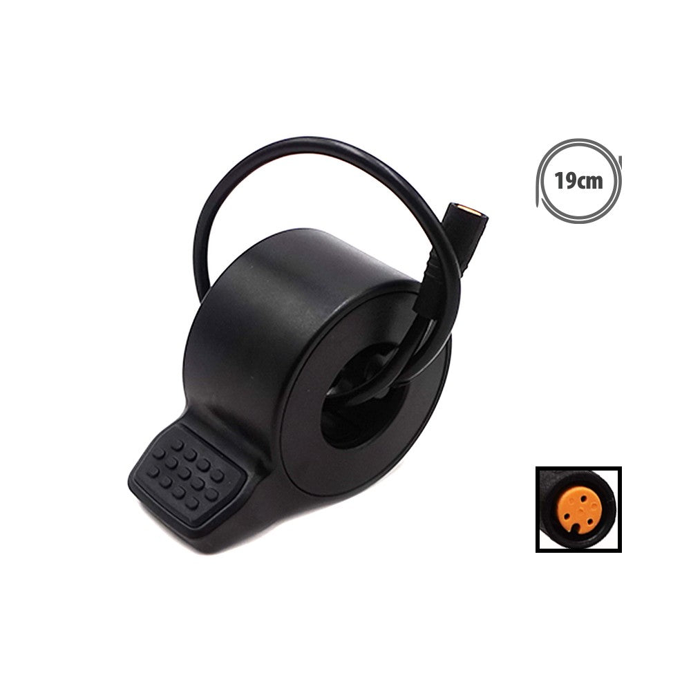 Gâchette d'accélérateur noire avec câble de 19 cm et détail du connecteur à 3 broches