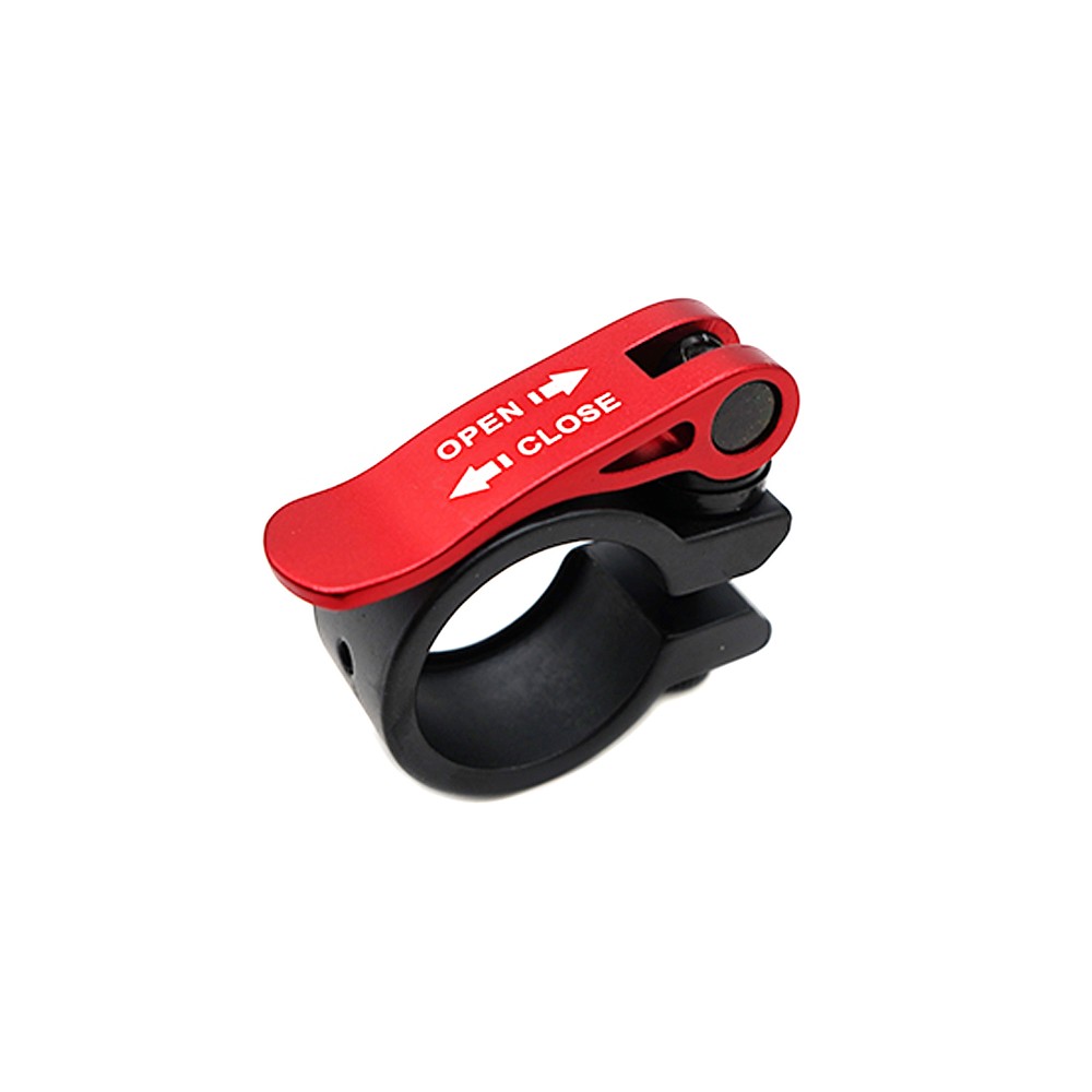 Bague de serrage de potence noire avec levier de verrouillage rouge à blocage rapide.