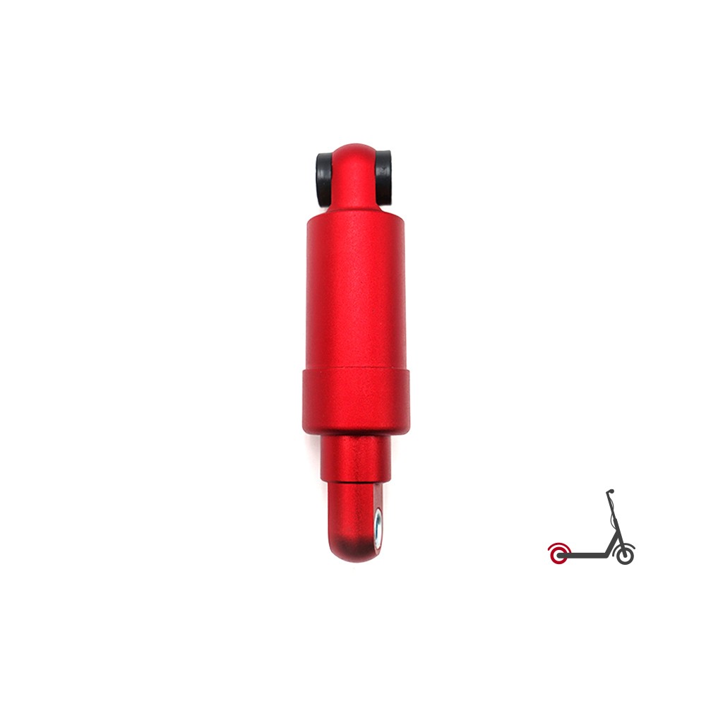 Amortisseur arrière rouge pour trottinette électrique sur fond blanc