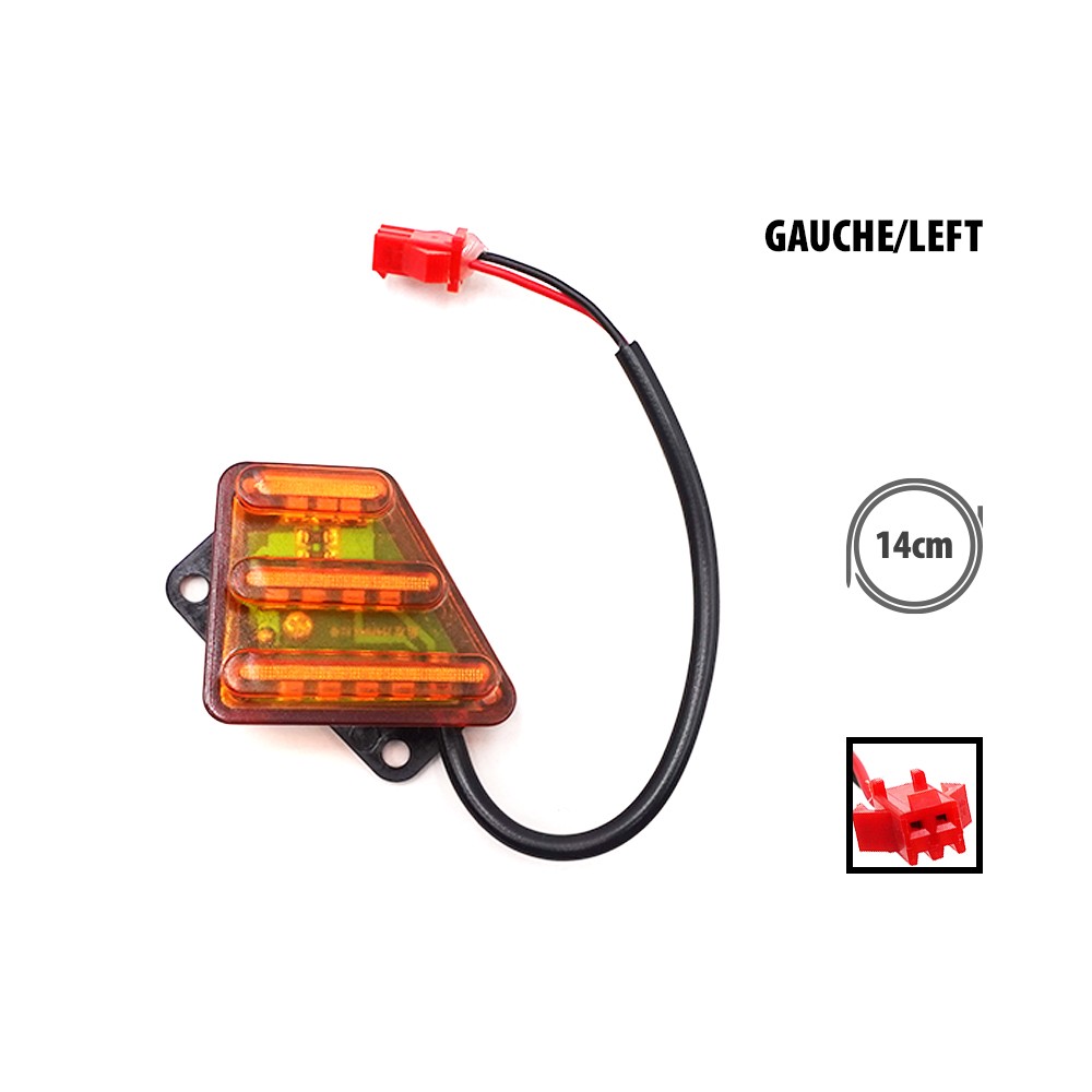 Module d'éclairage arrière gauche orange avec câble et connecteur rouge