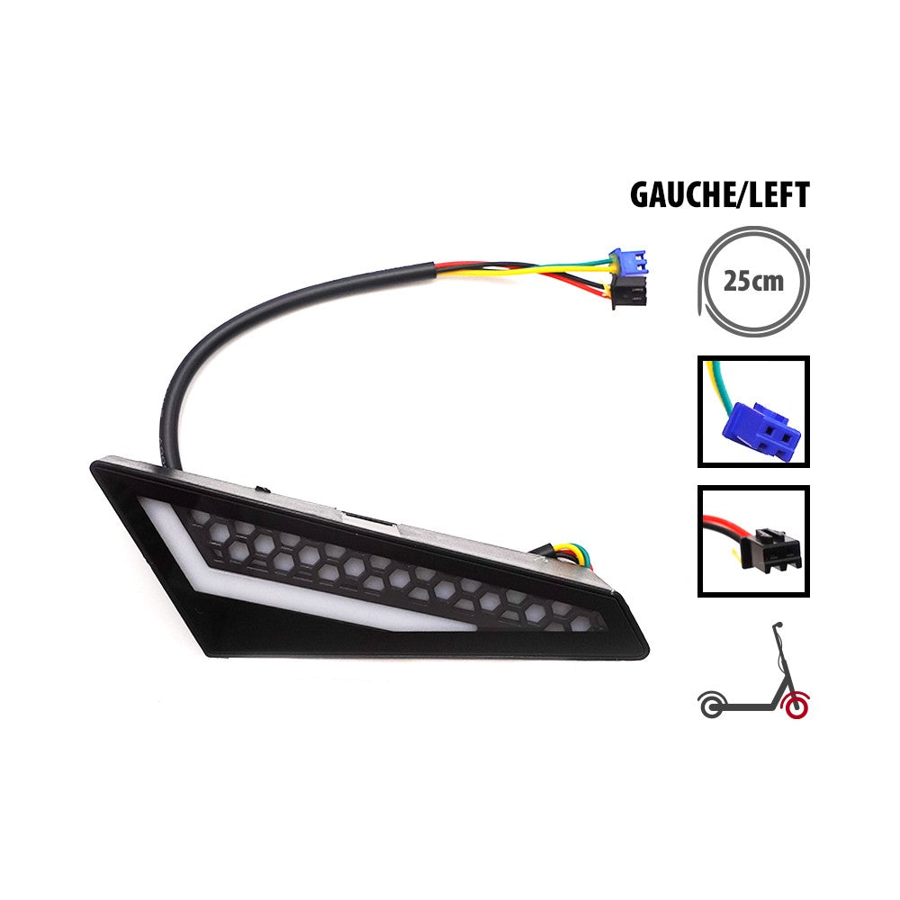 Feu avant gauche à LED avec câble de connexion pour trottinette électrique.