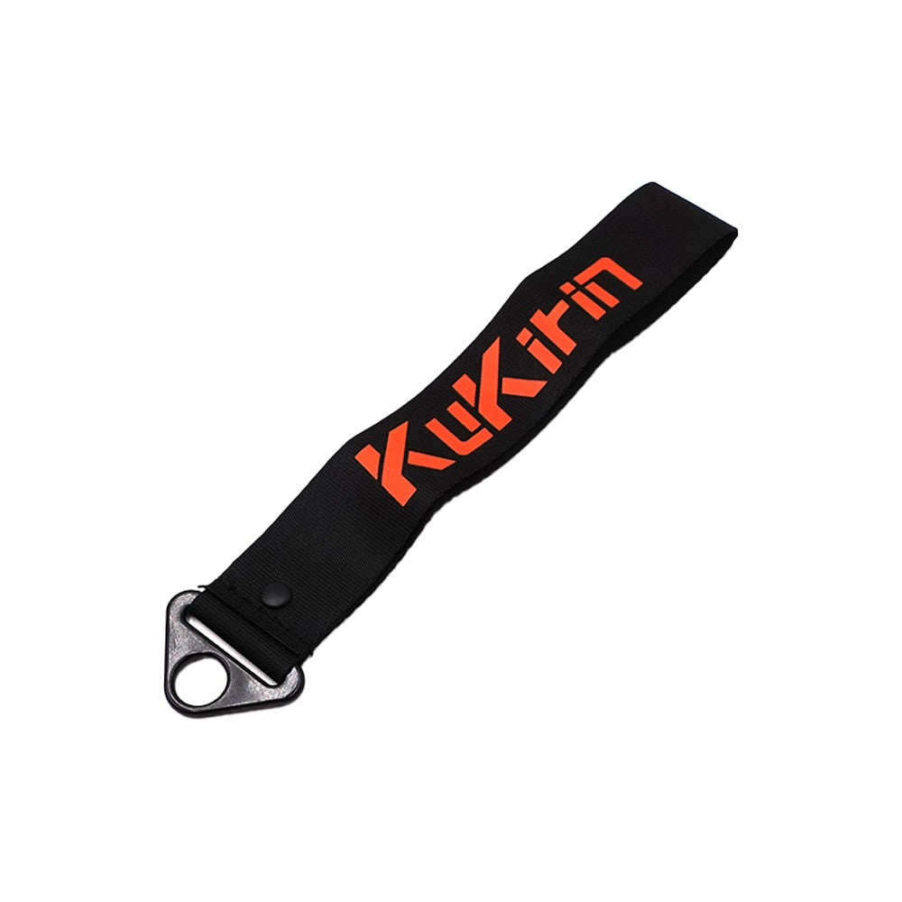 Sangle d'attache de pliage noire avec logo KuKirin orange et boucle d'attache métallique