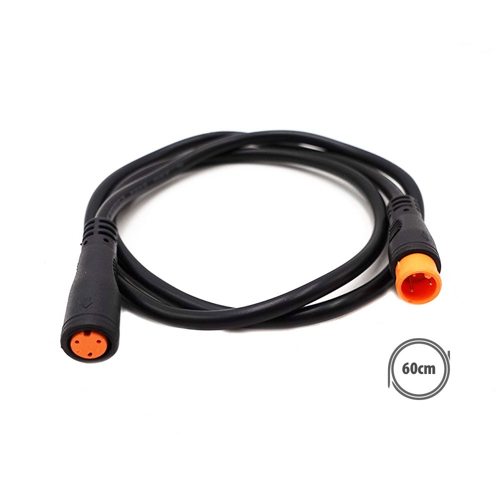 Câble de connexion étanche noir à 3 pins de 60 cm avec embouts orange sur fond blanc