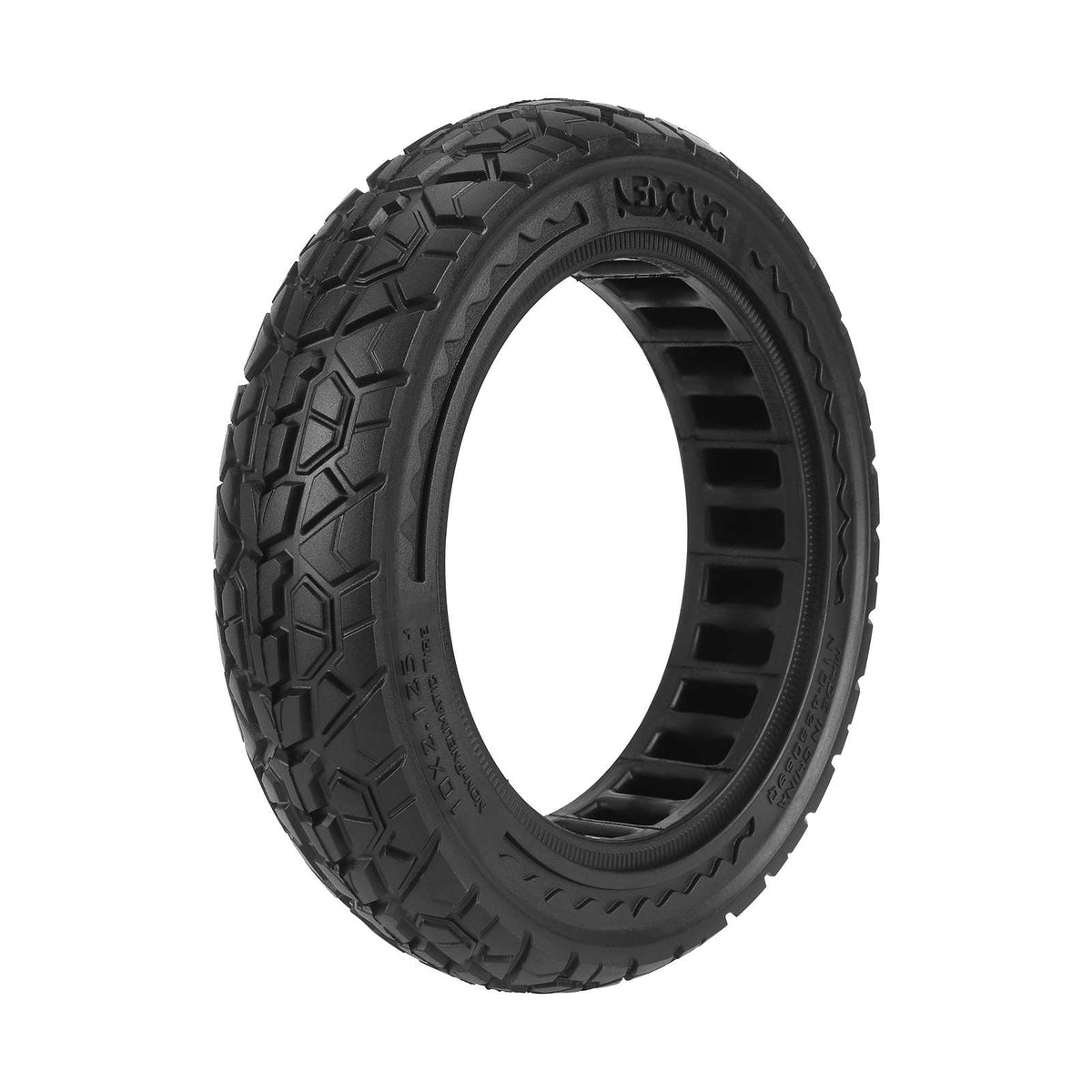 Pneu plein tout-terrain Nedong 10x2,125 noir pour trottinette électrique vu de trois-quarts