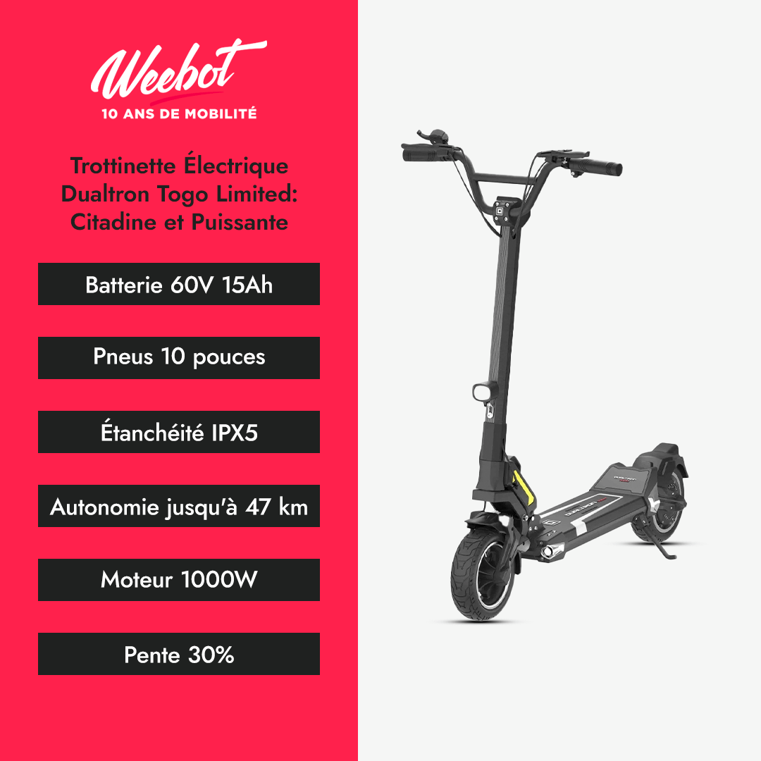 Trottinette Électrique Dualtron Togo Limited : Citadine et Puissante - Weebot