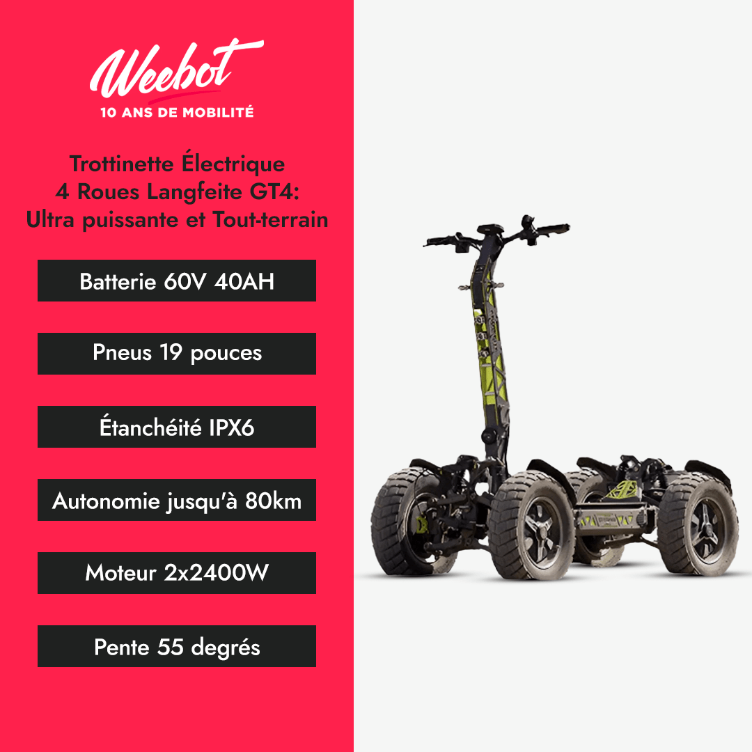 Trottinette Électrique 4 Roues Langfeite GT4 : Ultra puissante et Tout - terrain - Weebot