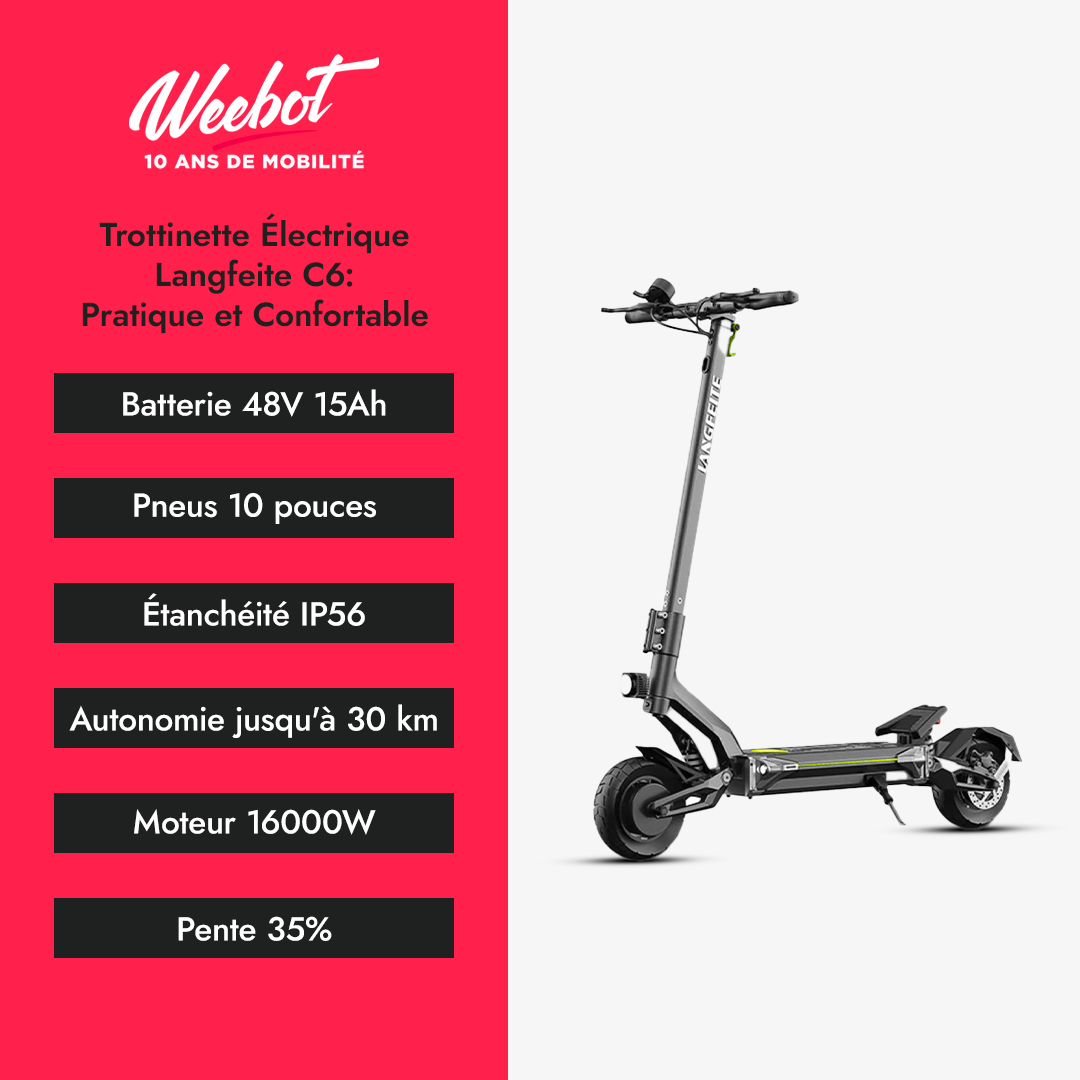Trottinette Électrique Langfeite C6 : Pratique et Confortable