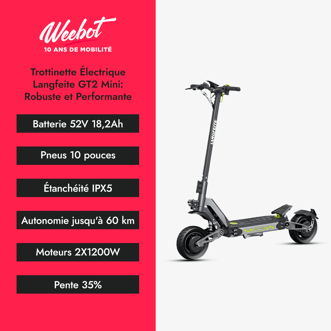 Trottinette Électrique Langfeite GT2 Mini : Robuste et Performante - Weebot