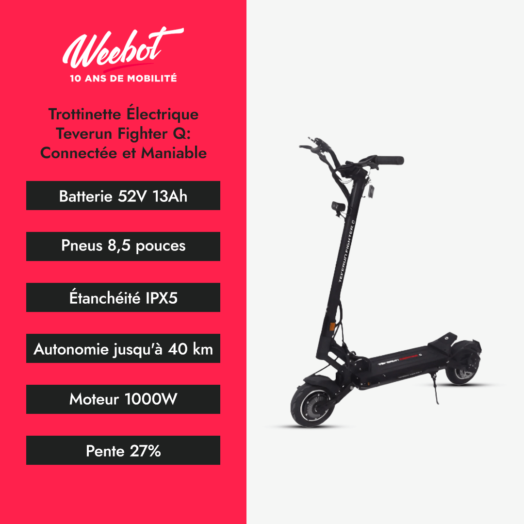 Trottinette Électrique Teverun Fighter Q : Connectée et Maniable - Weebot