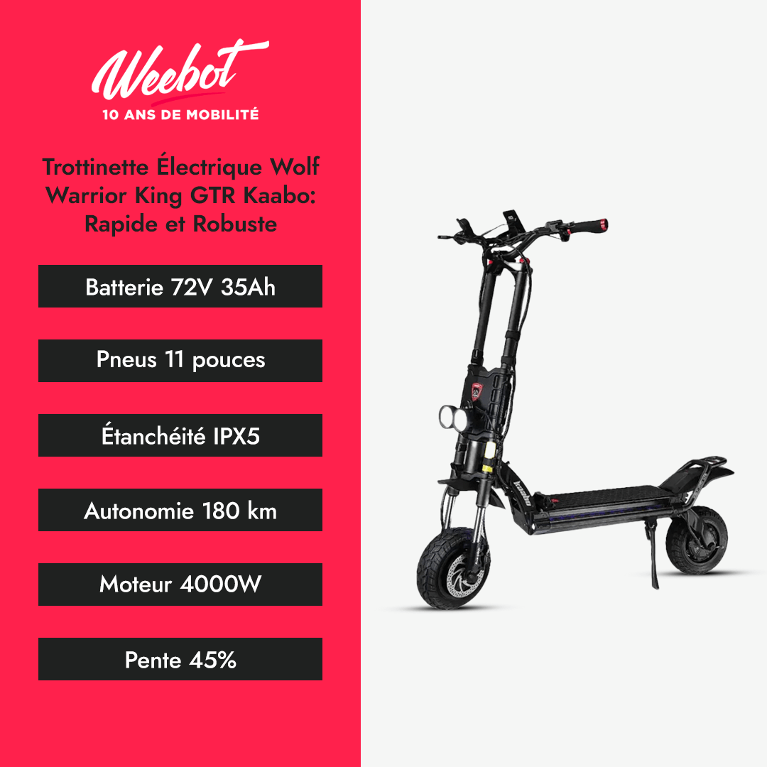 Trottinette Électrique Wolf Warrior King GTR Kaabo : Rapide et Robuste - Weebot