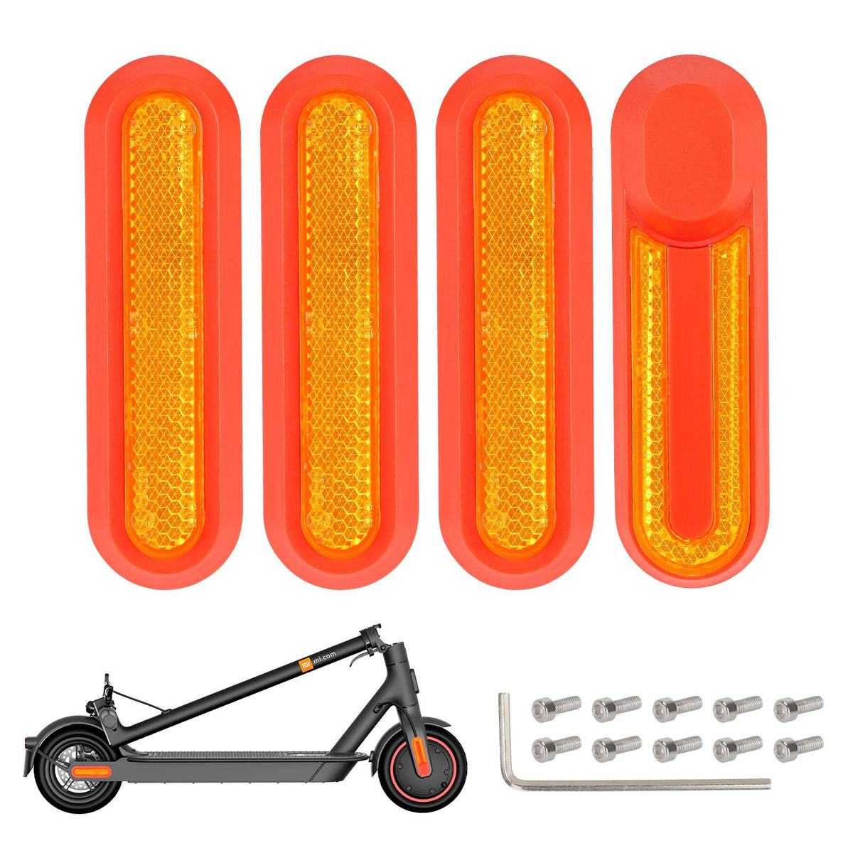 Lot de 4 Caches de Protection de Roue et Réflecteurs Rouge et Jaune