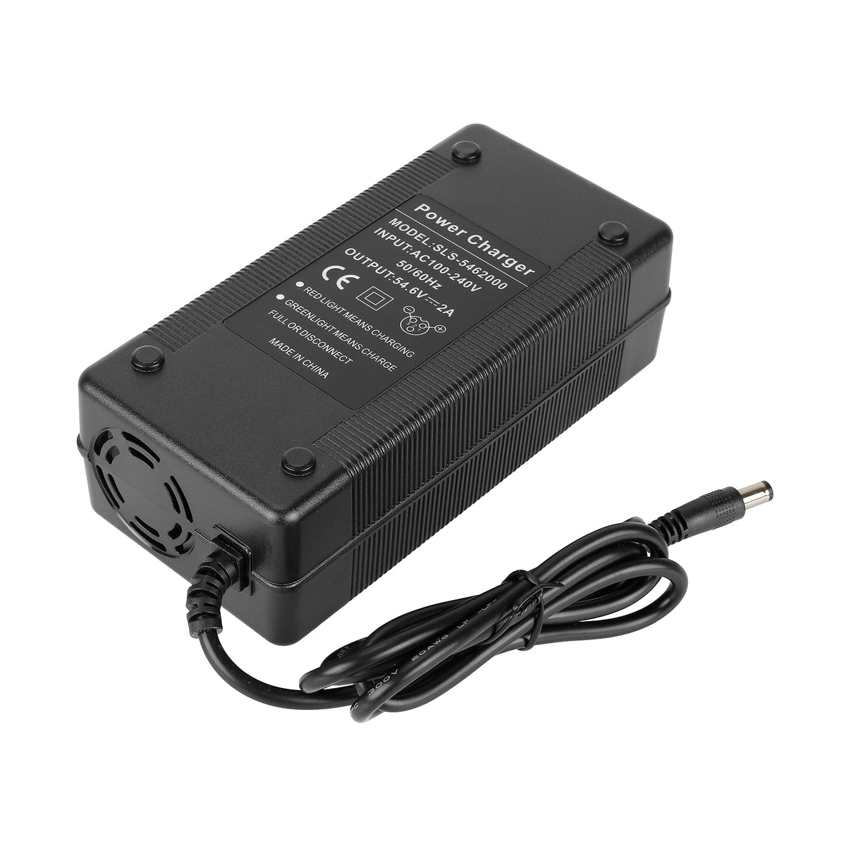 Chargeur noir 54,6V 2A pour trottinette électrique avec embout DC 5,5 mm