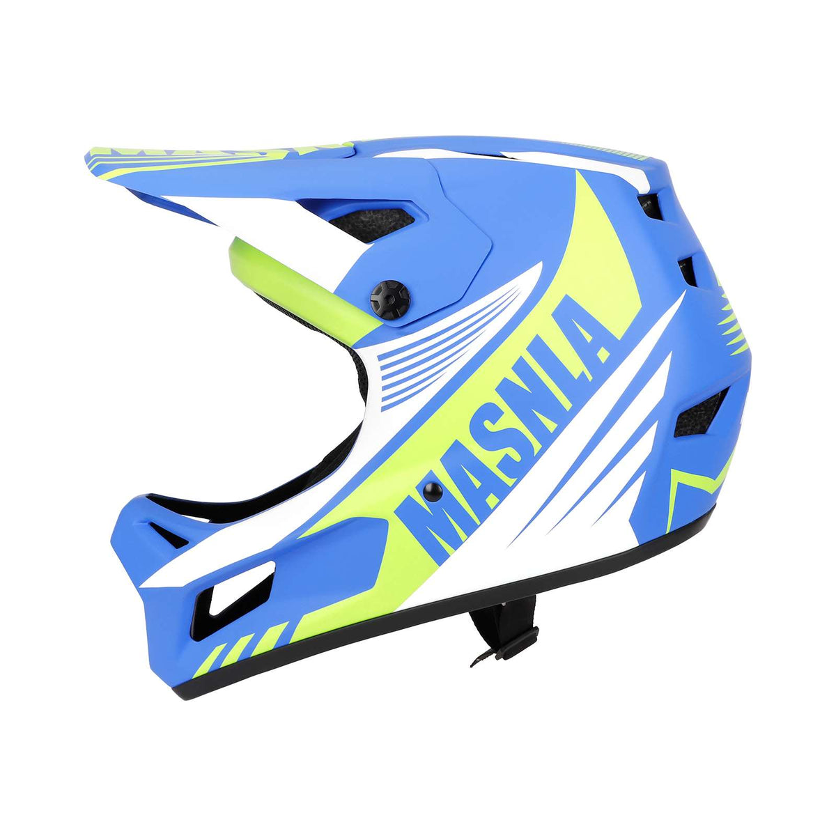 Casque Cross Tout-Terrain Blanc et Bleu et Jaune / L