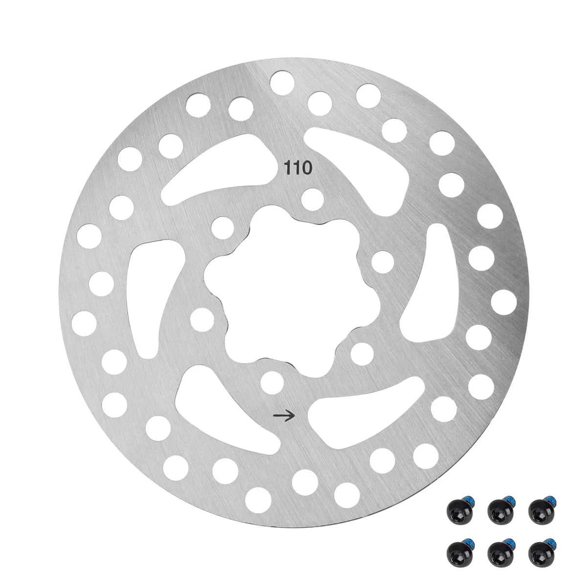 Disque de frein 110 mm argenté à 6 trous avec 6 vis de fixation