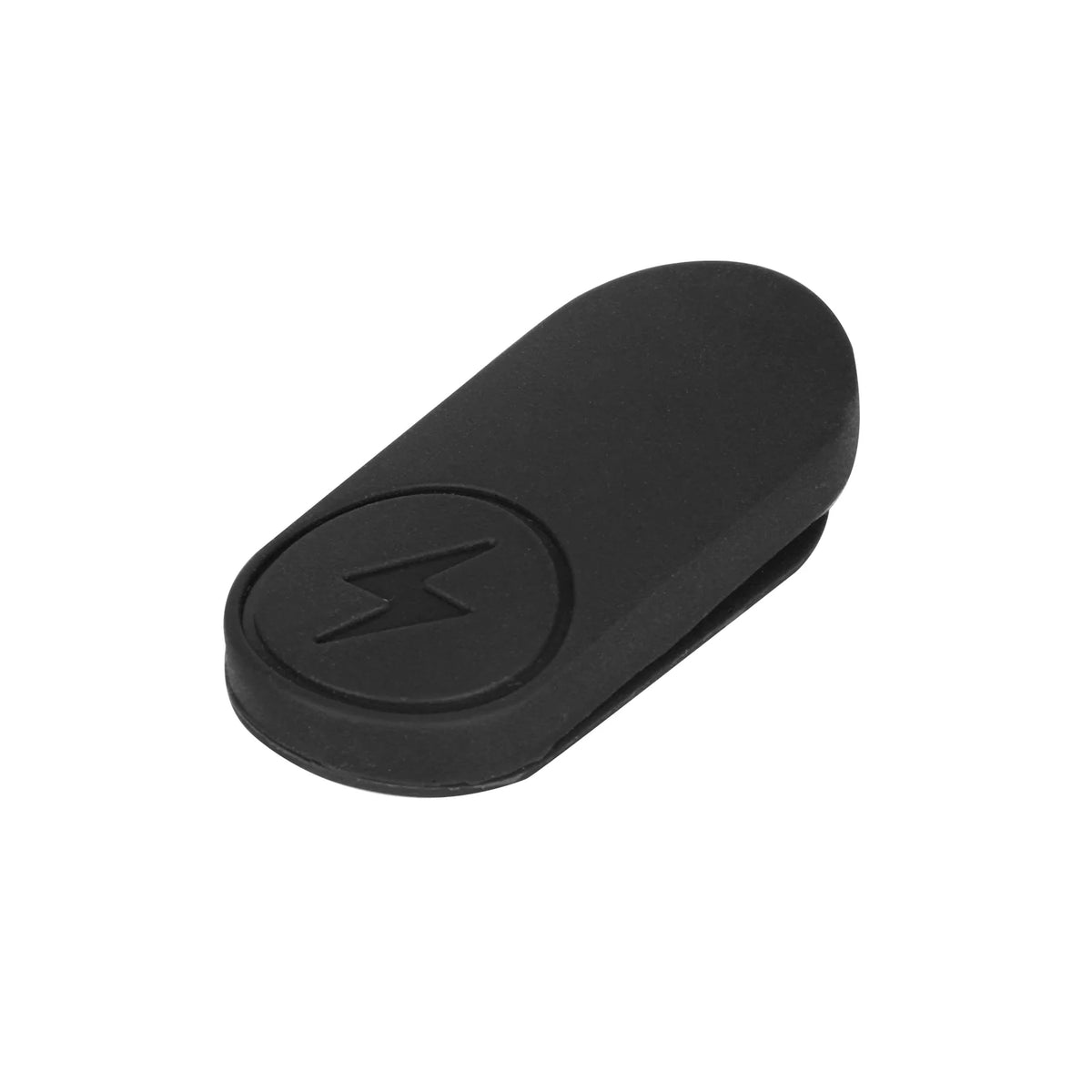 Bouchon de port de charge étanche en caoutchouc noir avec symbole d'éclair