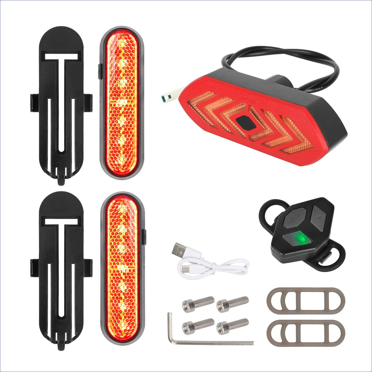 Kit de Clignotants Rechargeables et Feu Arrière avec Télécommande Rouge