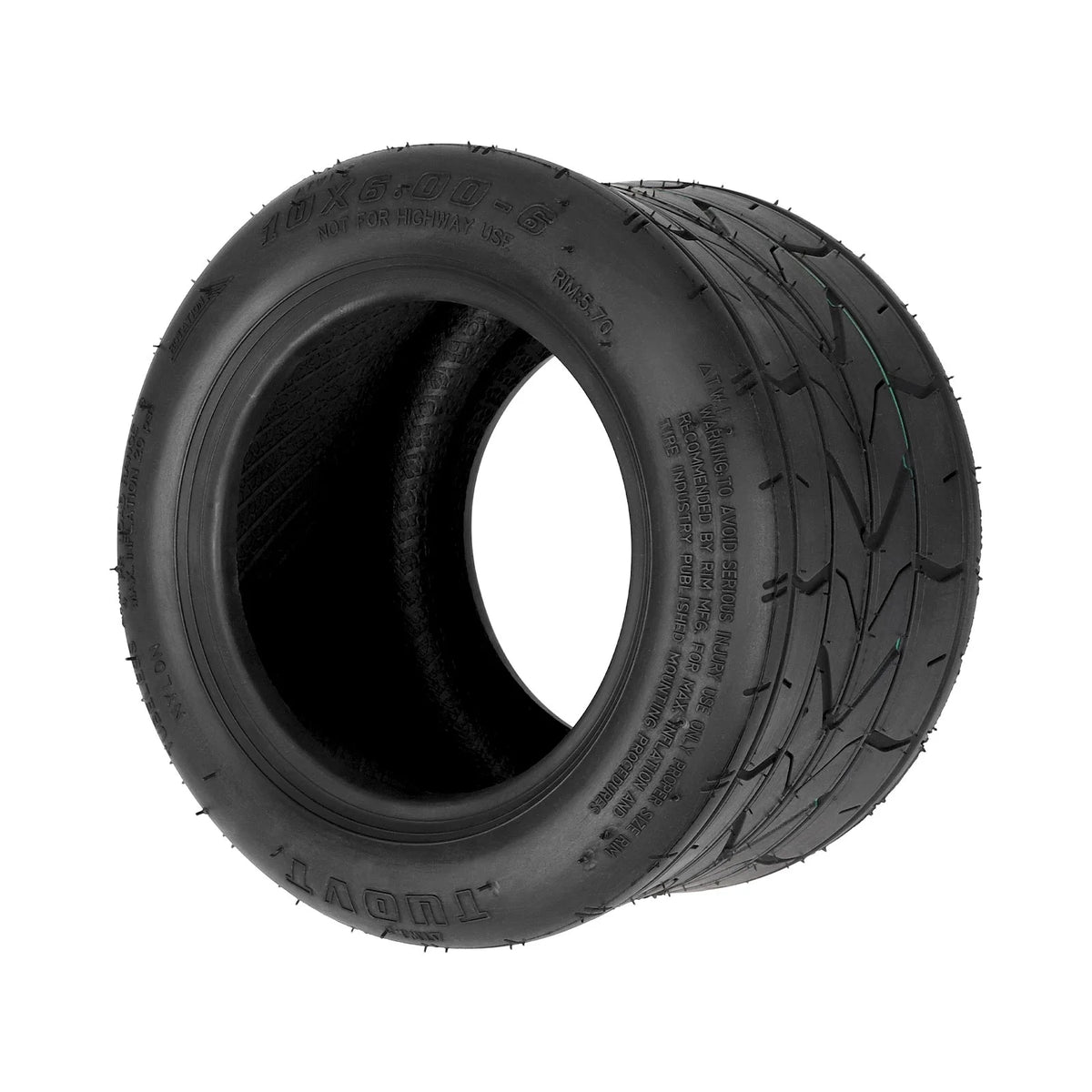 Pneu tubeless TUOVT 10 pouces noir pour trottinette électrique vu de trois-quarts