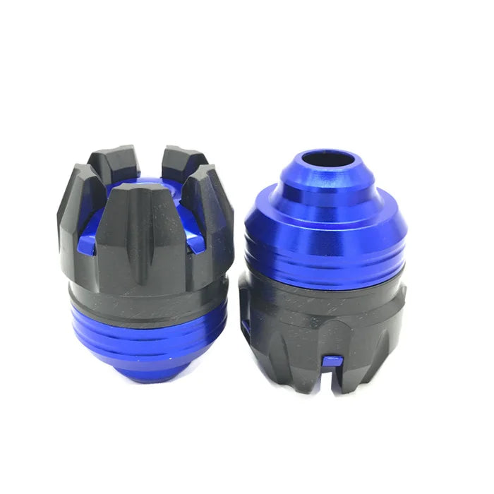 Paire d'embouts anti-chute de fourche avant en aluminium bleu et noir