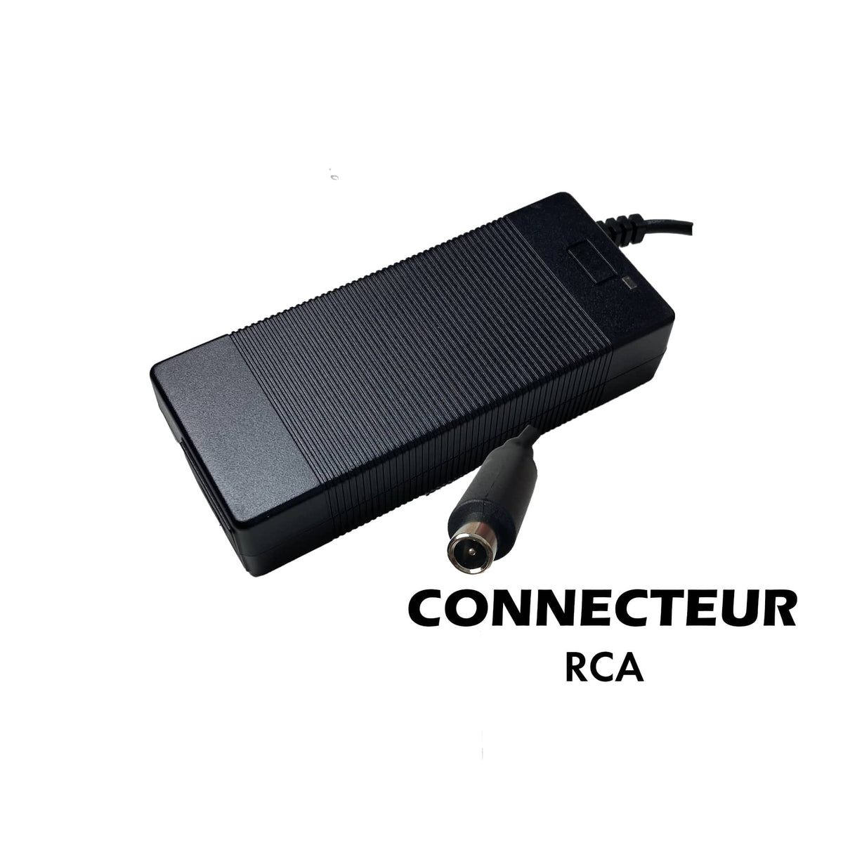 Chargeur noir de trottinette électrique avec connecteur RCA