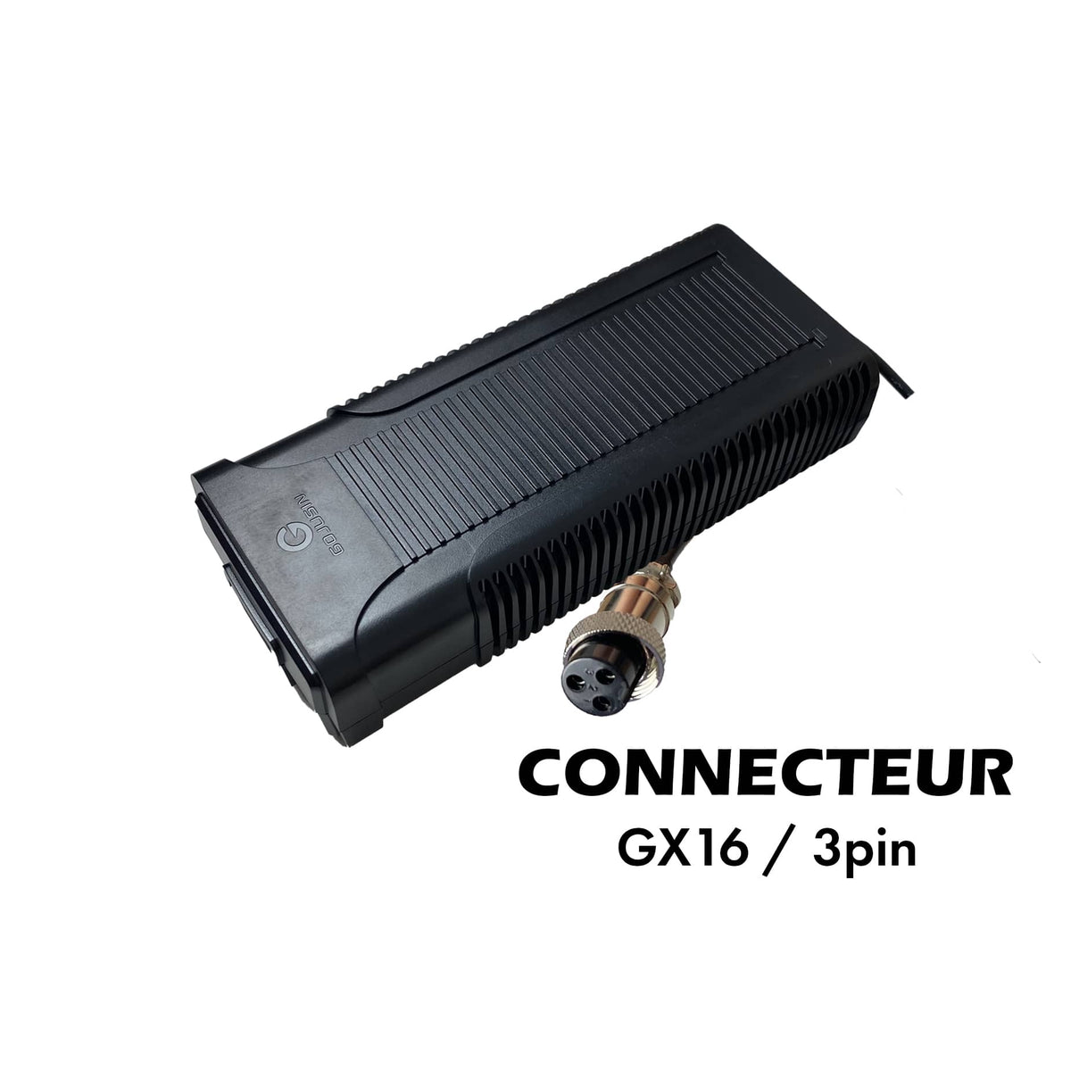 Chargeur noir pour trottinette électrique avec connecteur GX16 3 pins