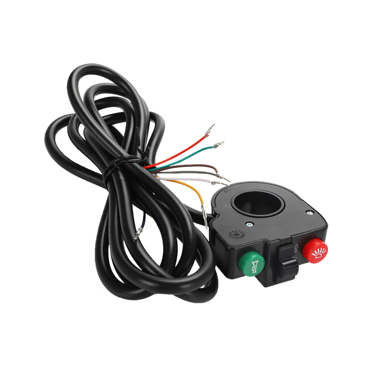 Commodo 3 en 1 noir pour trottinette électrique avec câble et boutons phare, klaxon et clignotants