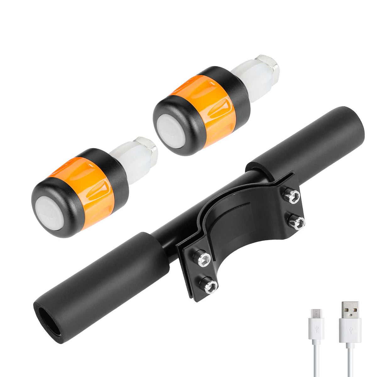 Guidon Enfant avec Éclairage LED Noir et Orange