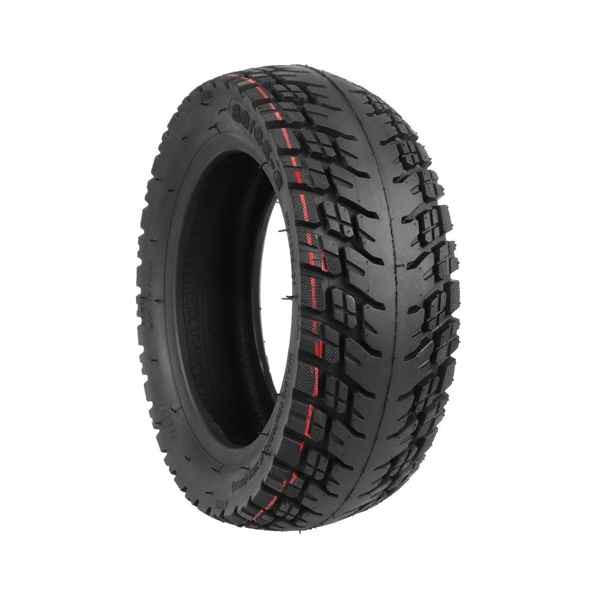 Pneu tubeless tout-terrain 10 pouces noir vu en perspective