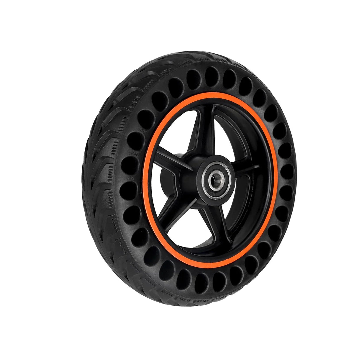 Roue Avant Complète d'Origine avec Pneu Plein Alvéolé et Liseré Orange, vue 6