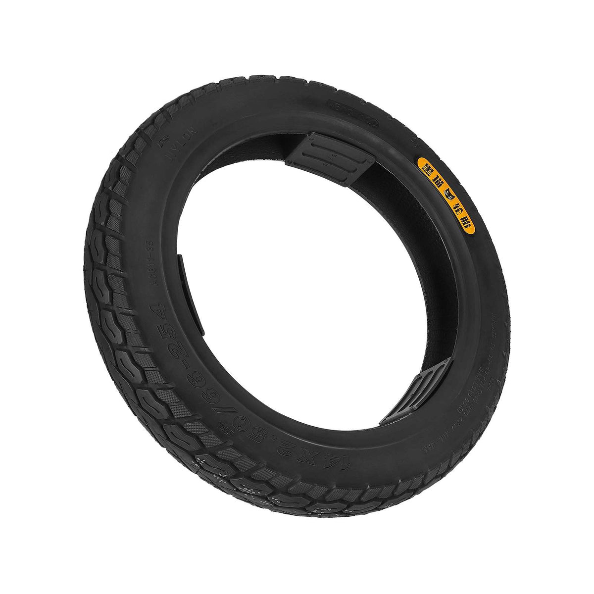 Pneu tubeless Blackcat 14x2,50 vu de trois quarts