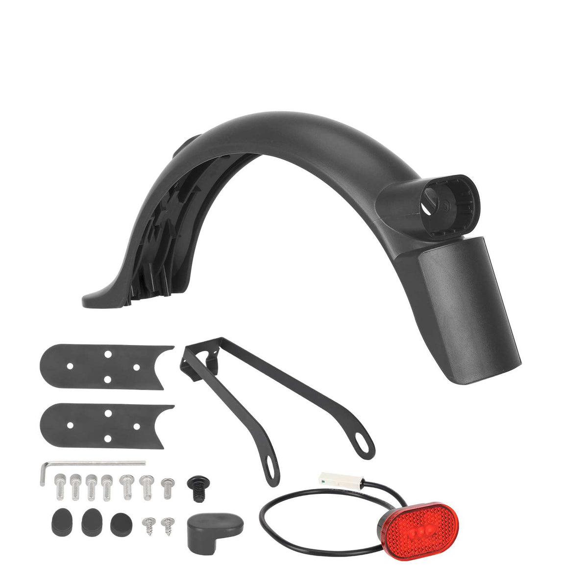 Kit garde-boue arrière gris avec éclairage LED, support métallique et visserie de montage