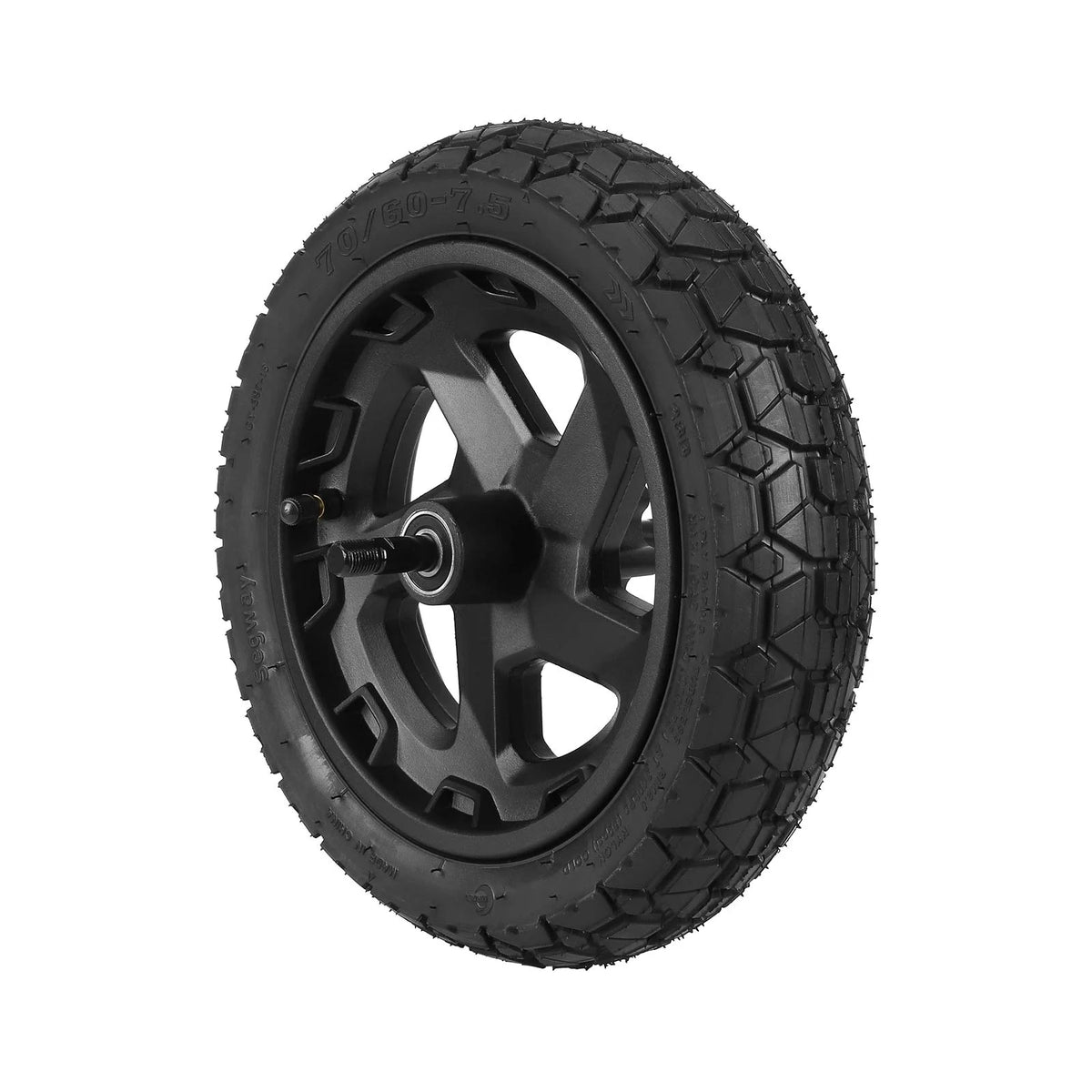 Roue avant complète d'origine de trottinette électrique avec pneu tubeless 11 pouces vue de trois-quarts